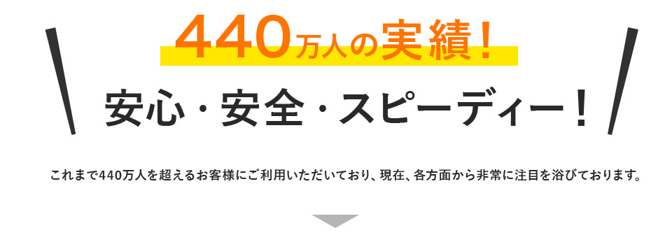 440万人の実績！安心・安全・スピーディー！